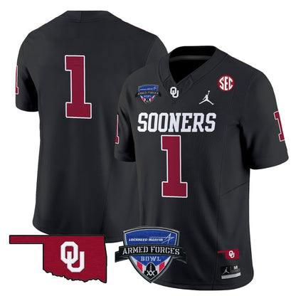 OU 2025 Armed Forces Bowl Patch Vapor Limited Jersey - All Stitched