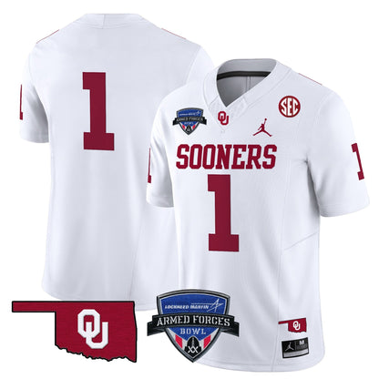 OU 2025 Armed Forces Bowl Patch Vapor Limited Jersey - All Stitched