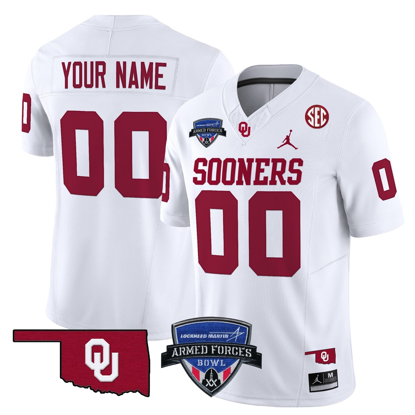 OU 2025 Armed Forces Bowl Patch Vapor Limited Custom Jersey - All Stitched
