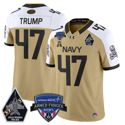 Navy Midshipmen 2025 Armed Forces Bowl Patch Vapor Limited Jersey - All Stitched