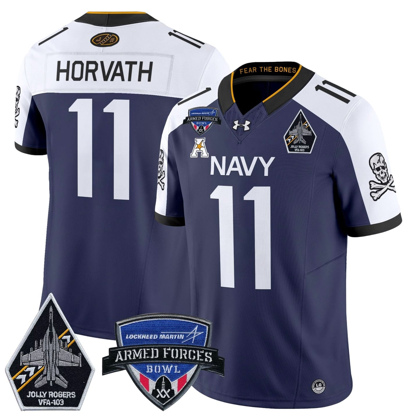 Navy Midshipmen 2025 Armed Forces Bowl Patch Vapor Limited Jersey - All Stitched