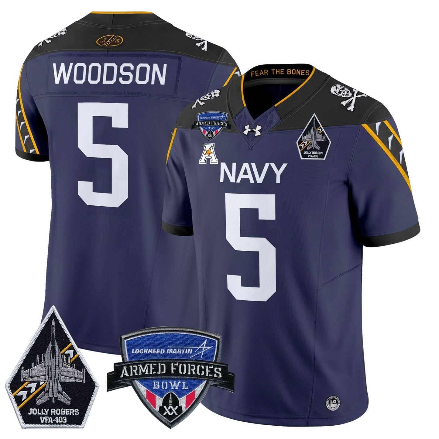 Navy Midshipmen 2025 Armed Forces Bowl Patch Vapor Limited Jersey - All Stitched