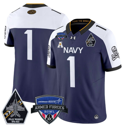 Navy Midshipmen 2025 Armed Forces Bowl Patch Vapor Limited Jersey - All Stitched