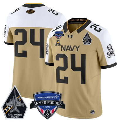 Navy Midshipmen 2025 Armed Forces Bowl Patch Vapor Limited Jersey - All Stitched