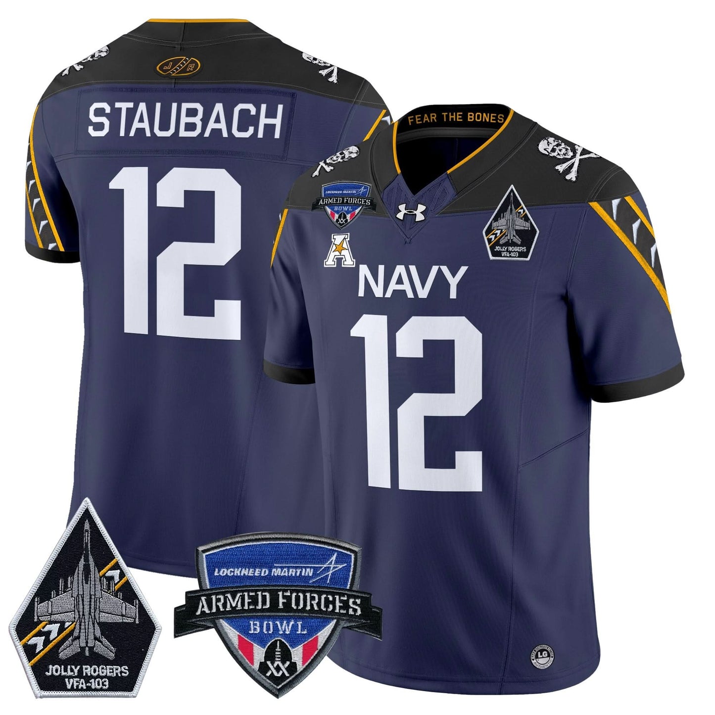 Navy Midshipmen 2025 Armed Forces Bowl Patch Vapor Limited Jersey - All Stitched