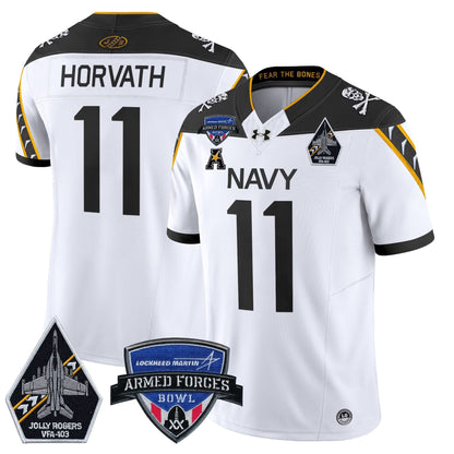 Navy Midshipmen 2025 Armed Forces Bowl Patch Vapor Limited Jersey - All Stitched