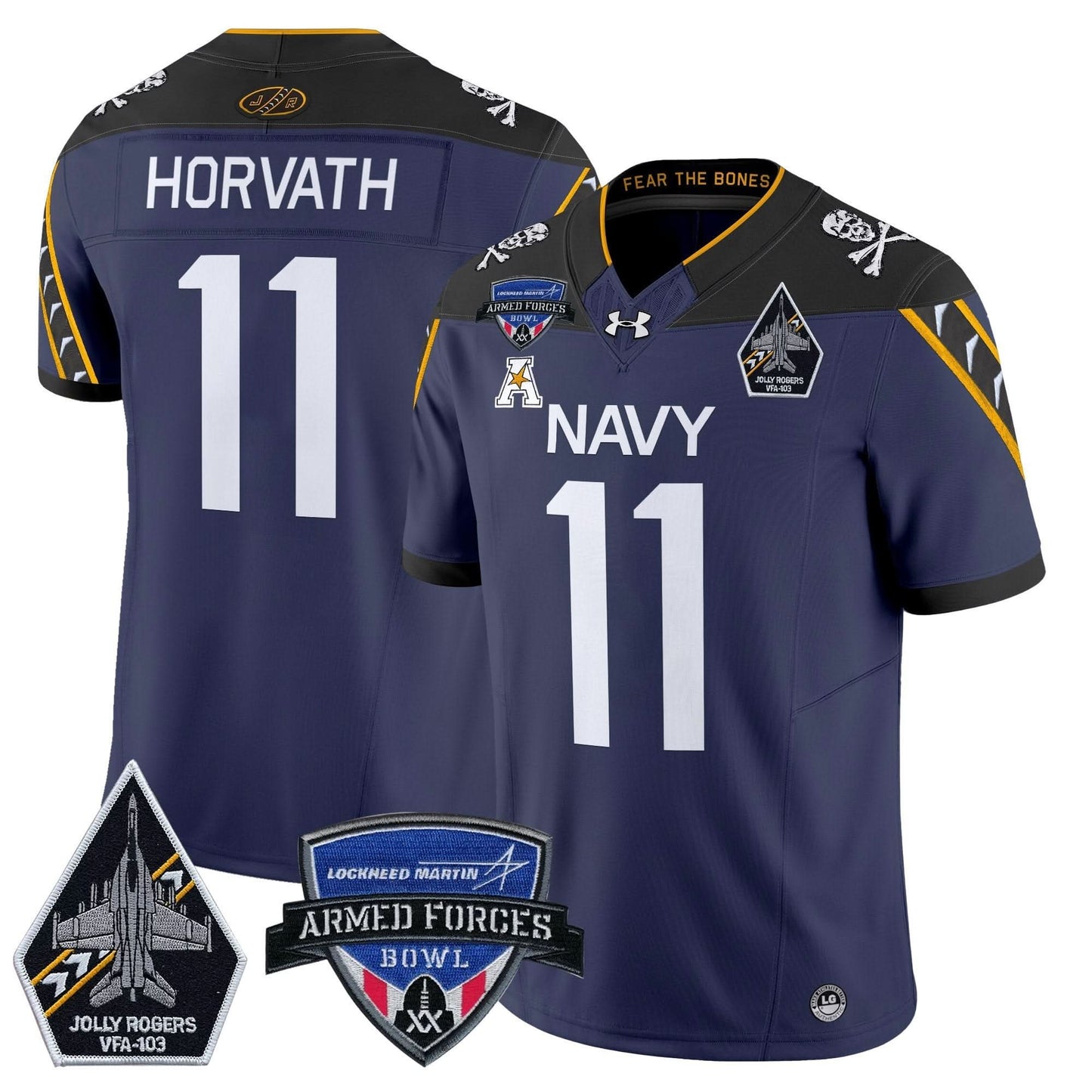 Navy Midshipmen 2025 Armed Forces Bowl Patch Vapor Limited Jersey - All Stitched
