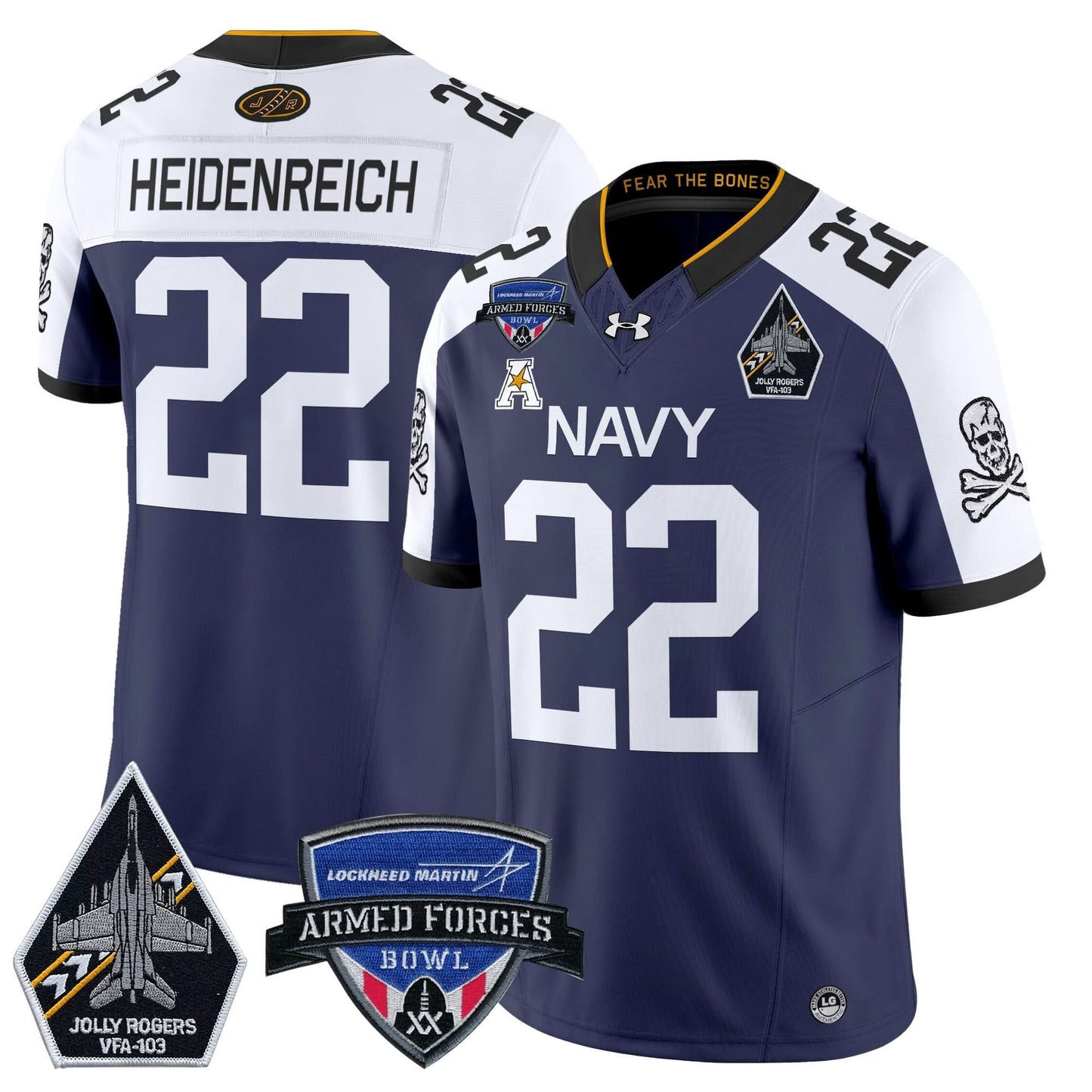 Navy Midshipmen 2025 Armed Forces Bowl Patch Vapor Limited Jersey - All Stitched