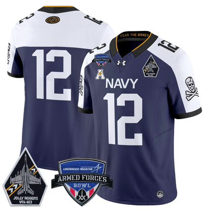 Navy Midshipmen 2025 Armed Forces Bowl Patch Vapor Limited Jersey - All Stitched