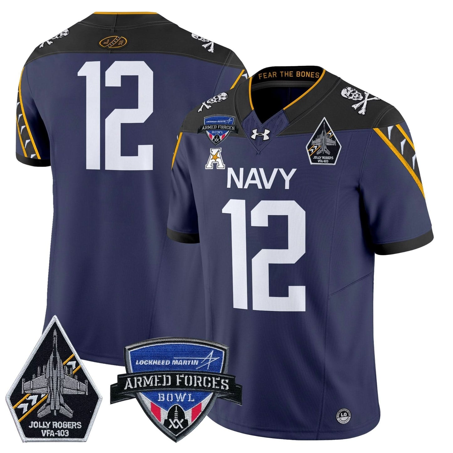 Navy Midshipmen 2025 Armed Forces Bowl Patch Vapor Limited Jersey - All Stitched