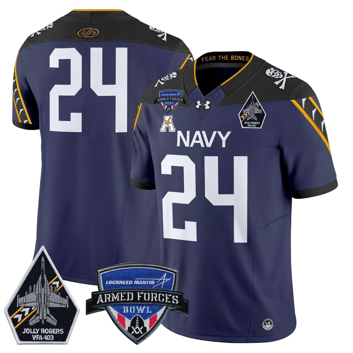 Navy Midshipmen 2025 Armed Forces Bowl Patch Vapor Limited Jersey - All Stitched