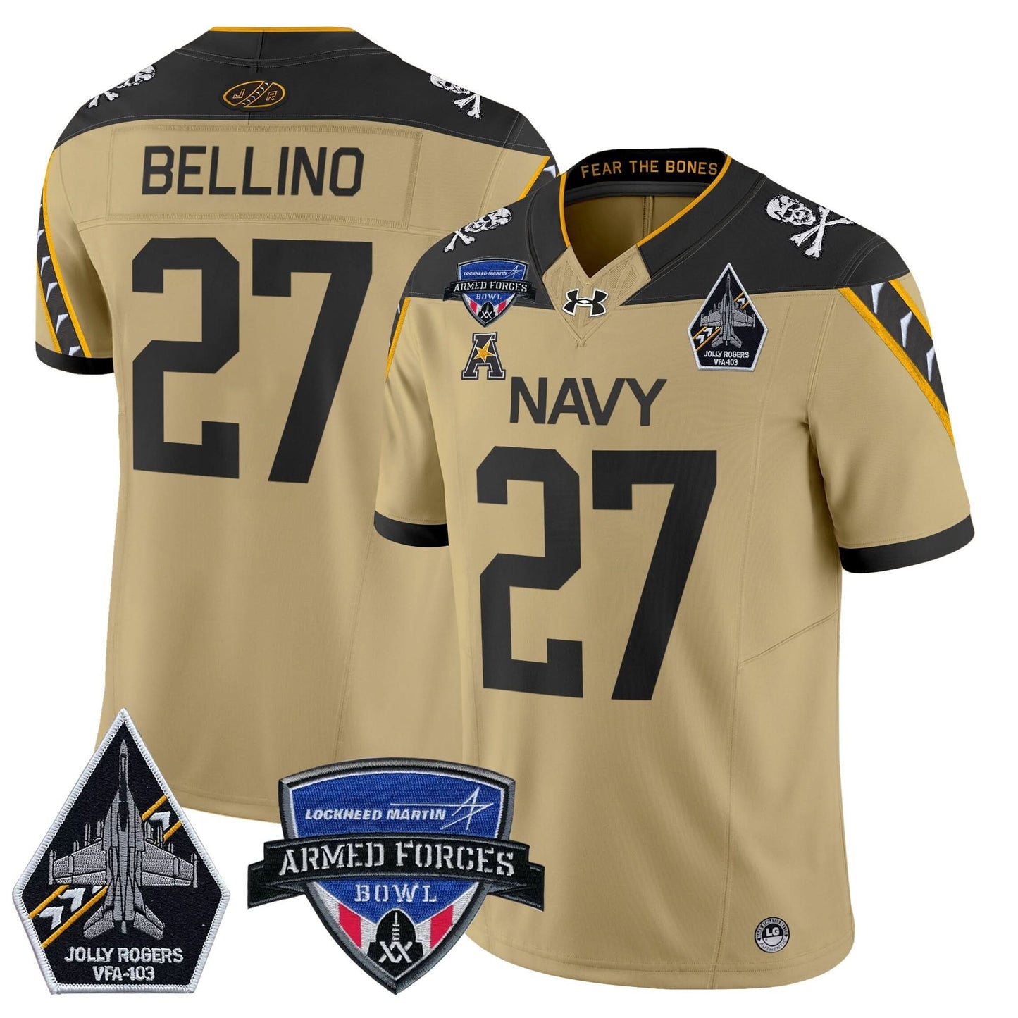 Navy Midshipmen 2025 Armed Forces Bowl Patch Vapor Limited Jersey - All Stitched