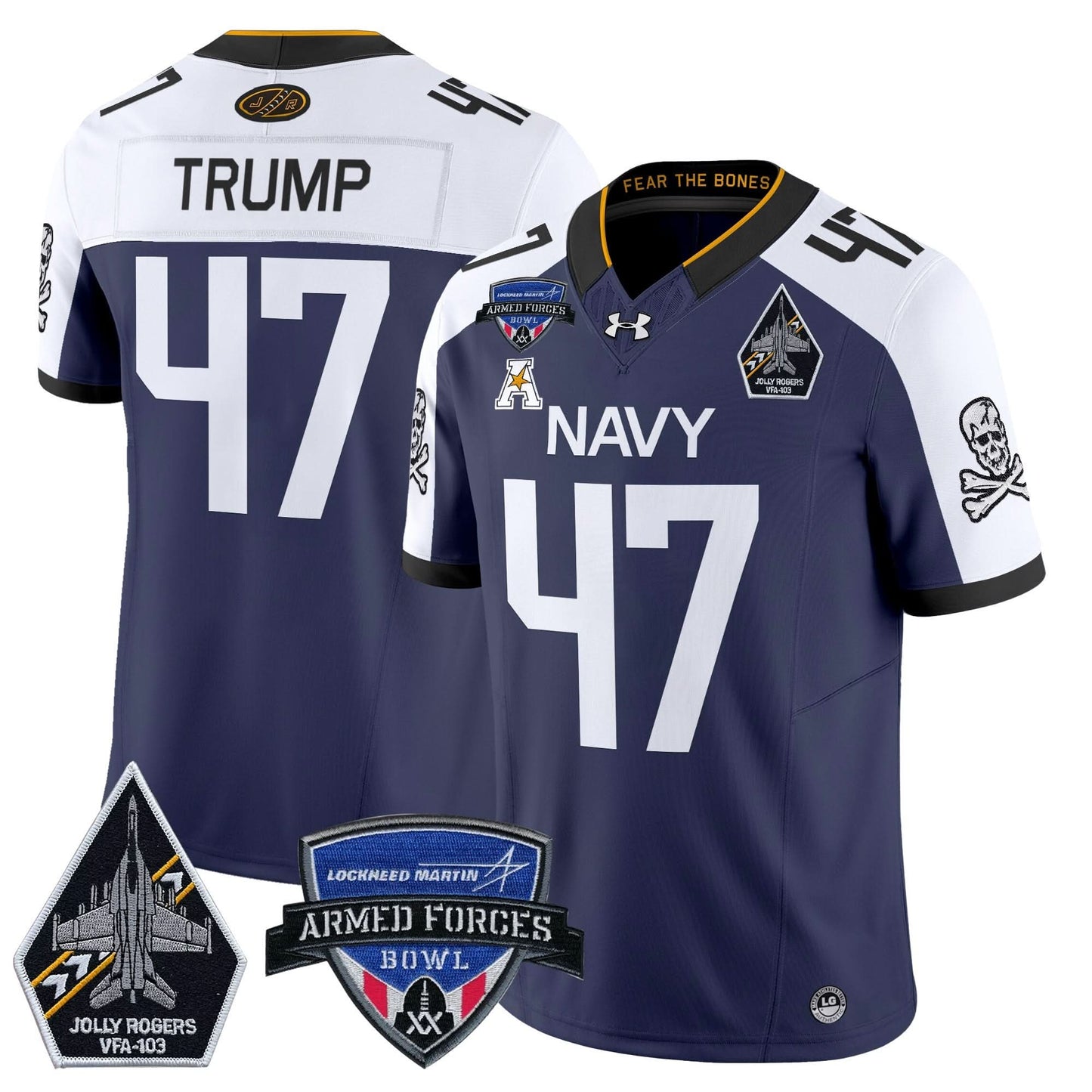 Navy Midshipmen 2025 Armed Forces Bowl Patch Vapor Limited Jersey - All Stitched