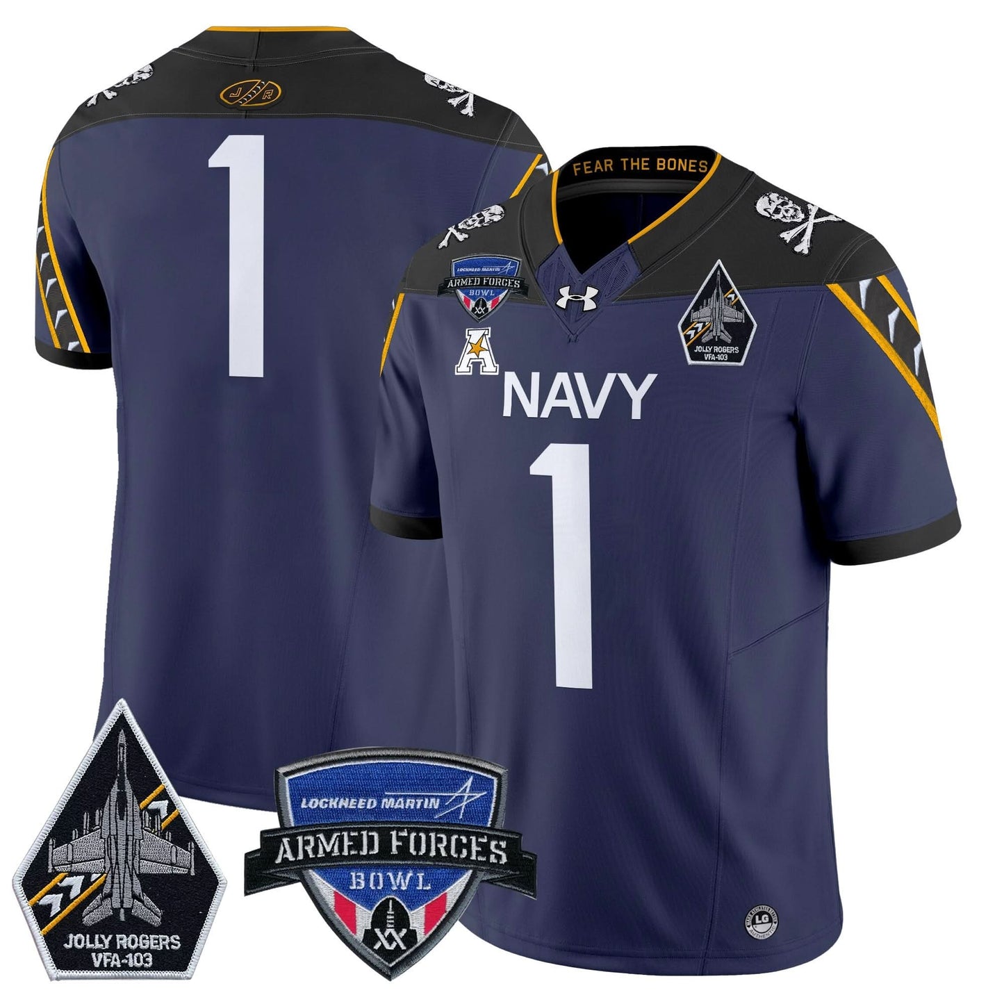 Navy Midshipmen 2025 Armed Forces Bowl Patch Vapor Limited Jersey - All Stitched