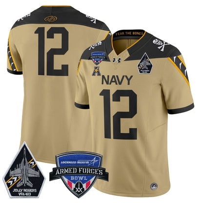 Navy Midshipmen 2025 Armed Forces Bowl Patch Vapor Limited Jersey - All Stitched
