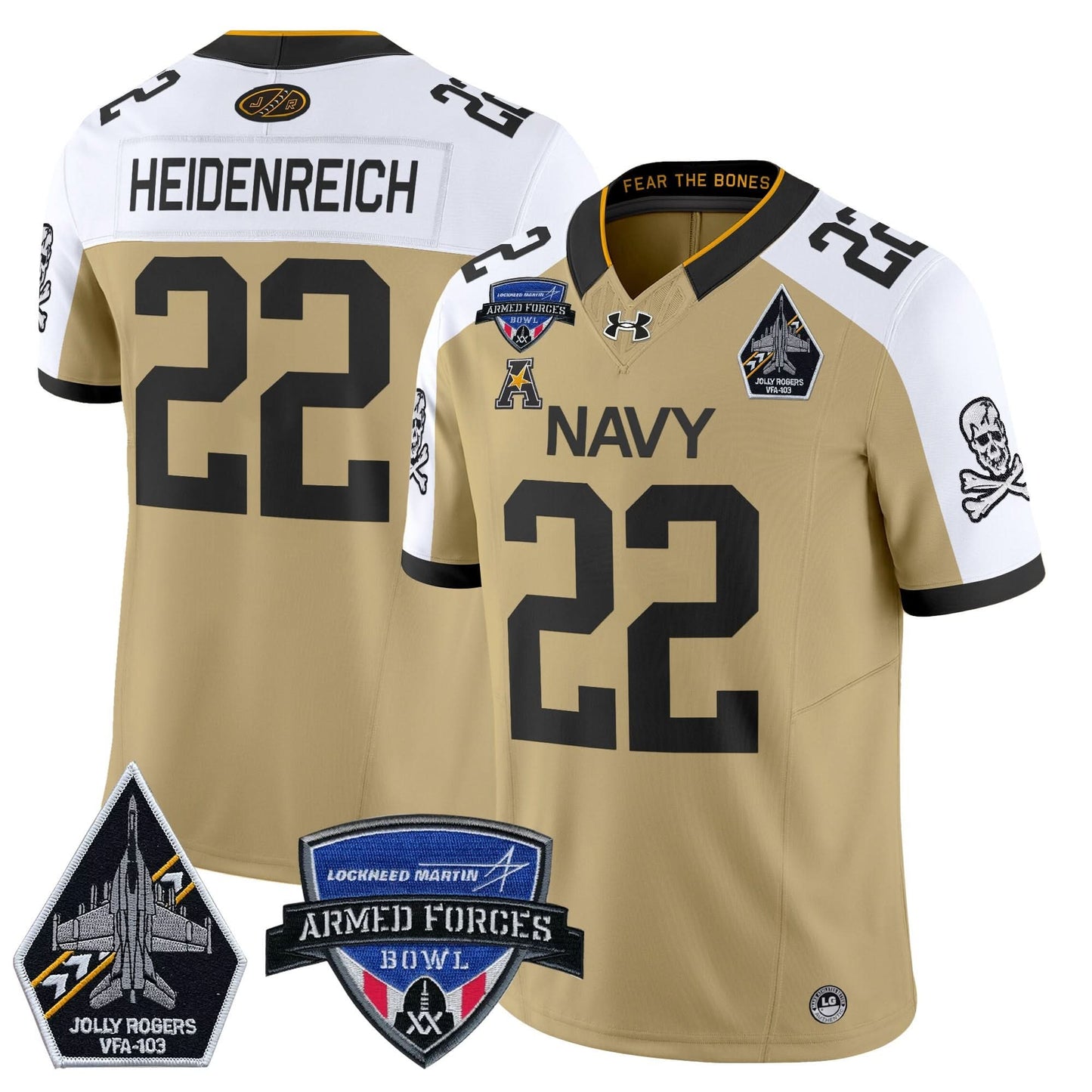 Navy Midshipmen 2025 Armed Forces Bowl Patch Vapor Limited Jersey - All Stitched
