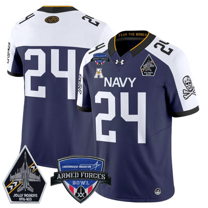 Navy Midshipmen 2025 Armed Forces Bowl Patch Vapor Limited Jersey - All Stitched
