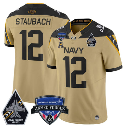 Navy Midshipmen 2025 Armed Forces Bowl Patch Vapor Limited Jersey - All Stitched