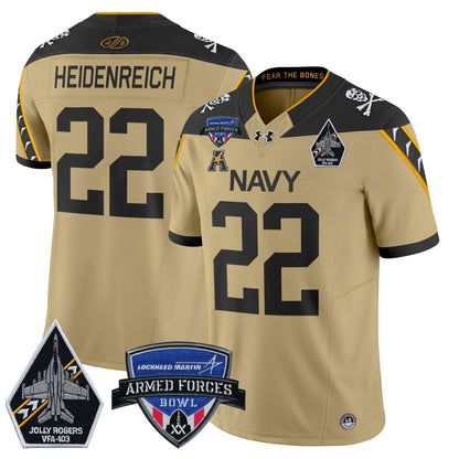 Navy Midshipmen 2025 Armed Forces Bowl Patch Vapor Limited Jersey - All Stitched