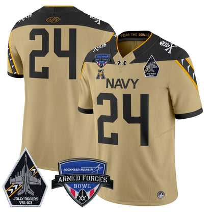 Navy Midshipmen 2025 Armed Forces Bowl Patch Vapor Limited Jersey - All Stitched