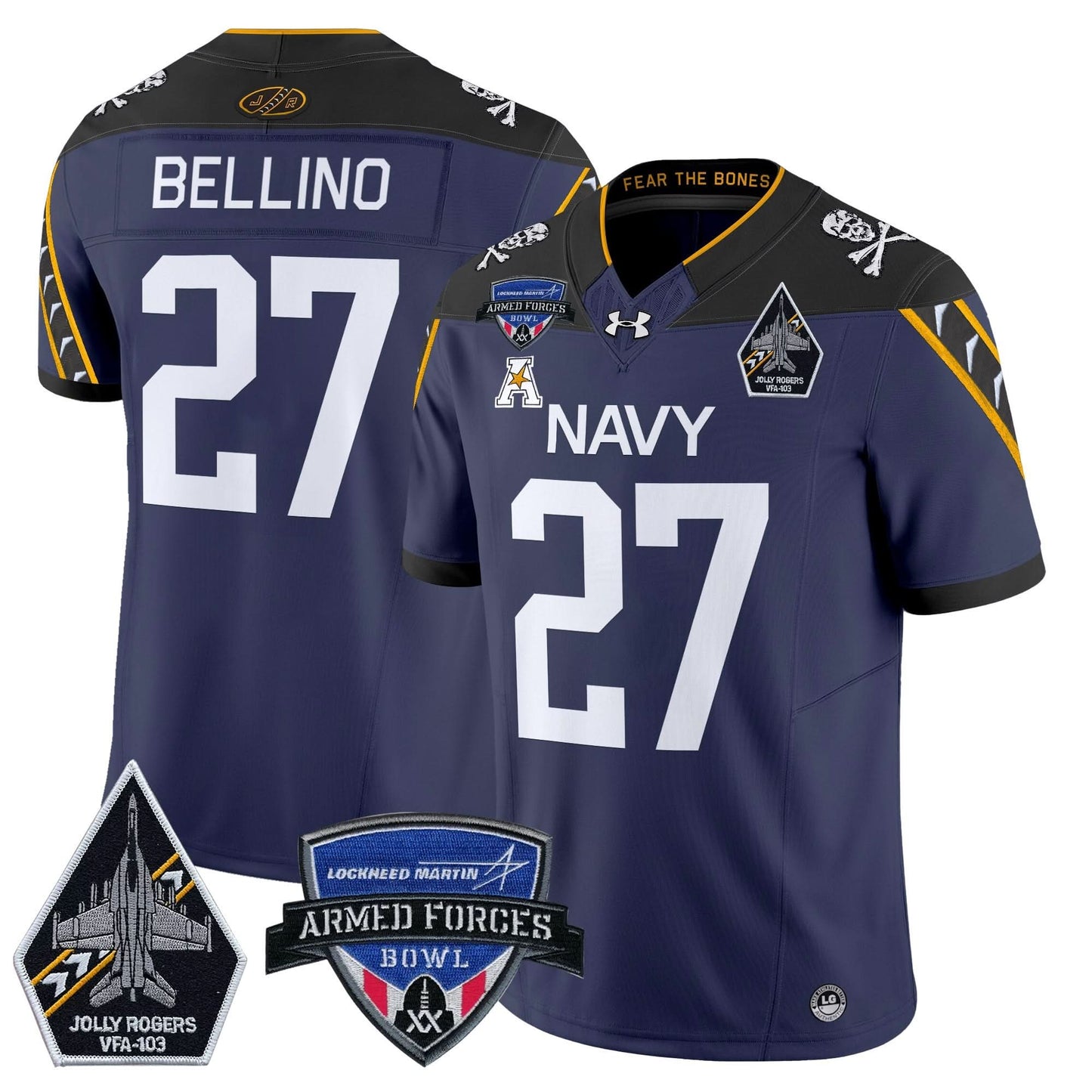 Navy Midshipmen 2025 Armed Forces Bowl Patch Vapor Limited Jersey - All Stitched
