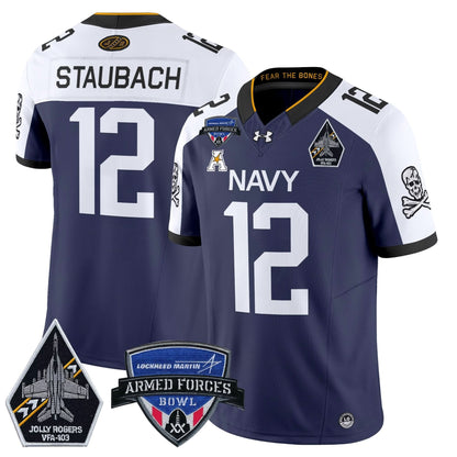 Navy Midshipmen 2025 Armed Forces Bowl Patch Vapor Limited Jersey - All Stitched