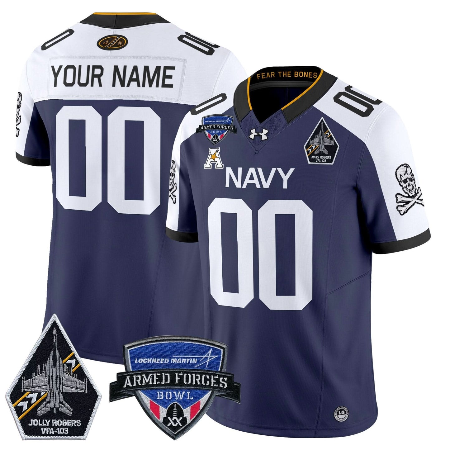 Navy Midshipmen 2025 Armed Forces Bowl Patch Vapor Limited Custom Jersey - All Stitched