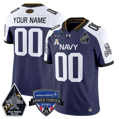 Navy Midshipmen 2025 Armed Forces Bowl Patch Vapor Limited Custom Jersey - All Stitched
