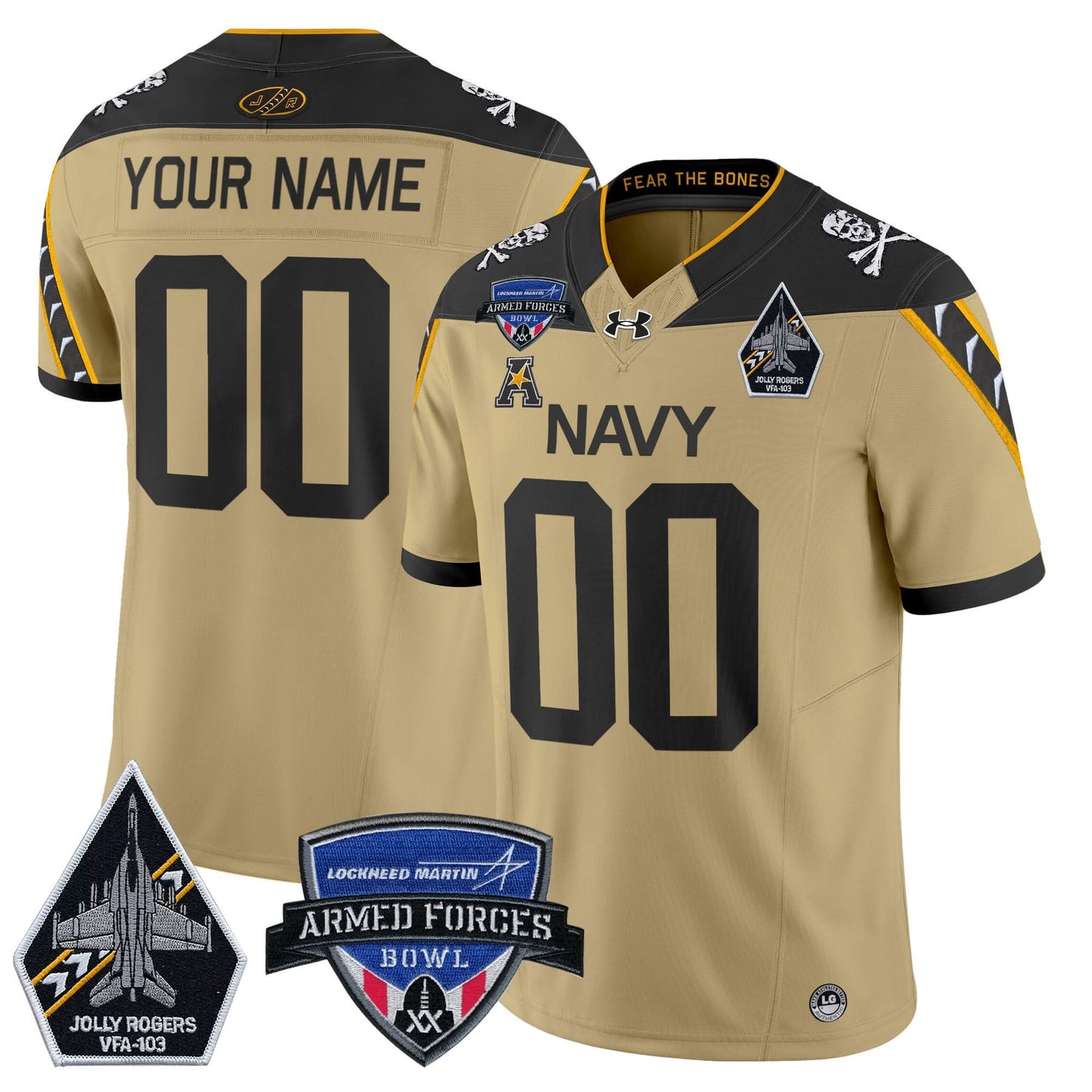 Navy Midshipmen 2025 Armed Forces Bowl Patch Vapor Limited Custom Jersey - All Stitched