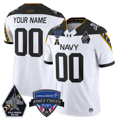 Navy Midshipmen 2025 Armed Forces Bowl Patch Vapor Limited Custom Jersey - All Stitched