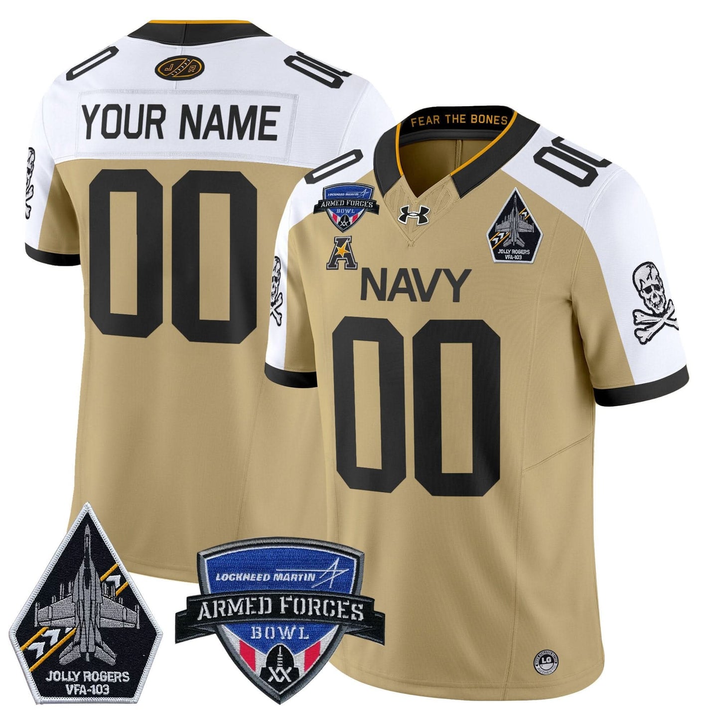 Navy Midshipmen 2025 Armed Forces Bowl Patch Vapor Limited Custom Jersey - All Stitched