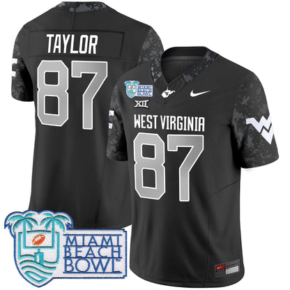 WVU 2025 Miami Beach Bowl Patch Vapor Limited Jersey - All Stitched