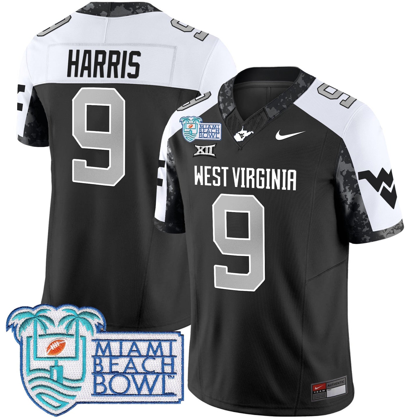 WVU 2025 Miami Beach Bowl Patch Vapor Limited Jersey - All Stitched