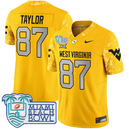 WVU 2025 Miami Beach Bowl Patch Vapor Limited Jersey - All Stitched