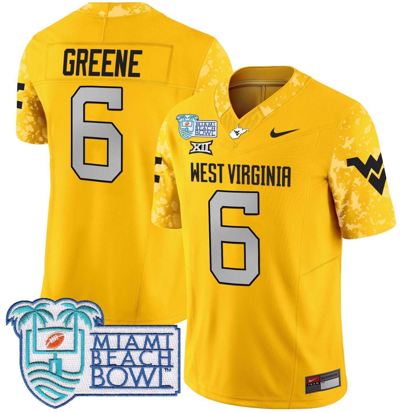 WVU 2025 Miami Beach Bowl Patch Vapor Limited Jersey - All Stitched