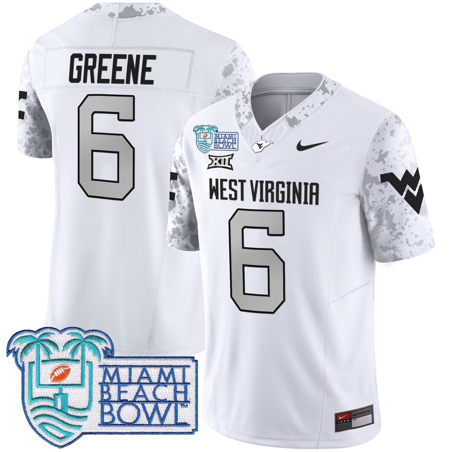 WVU 2025 Miami Beach Bowl Patch Vapor Limited Jersey - All Stitched