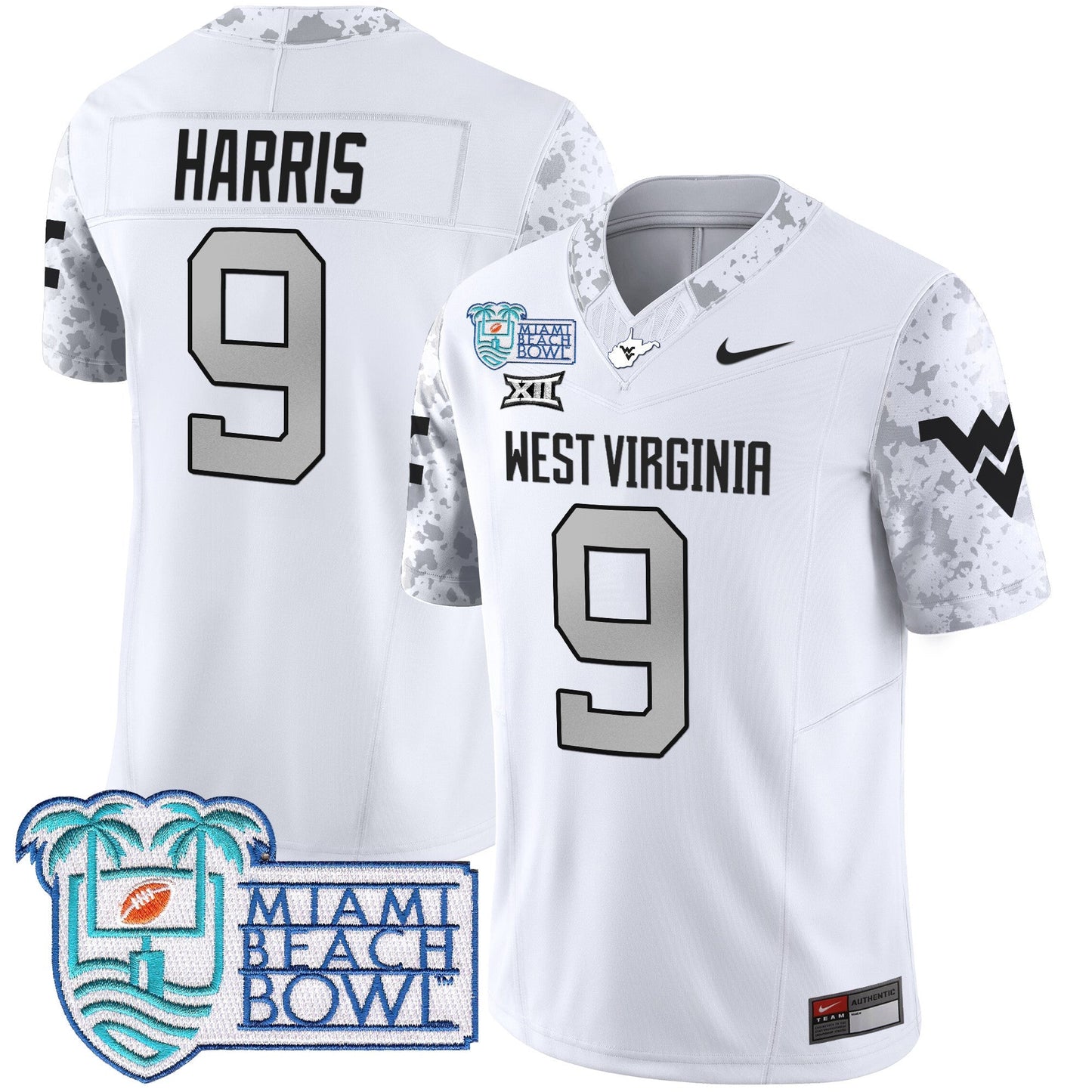 WVU 2025 Miami Beach Bowl Patch Vapor Limited Jersey - All Stitched