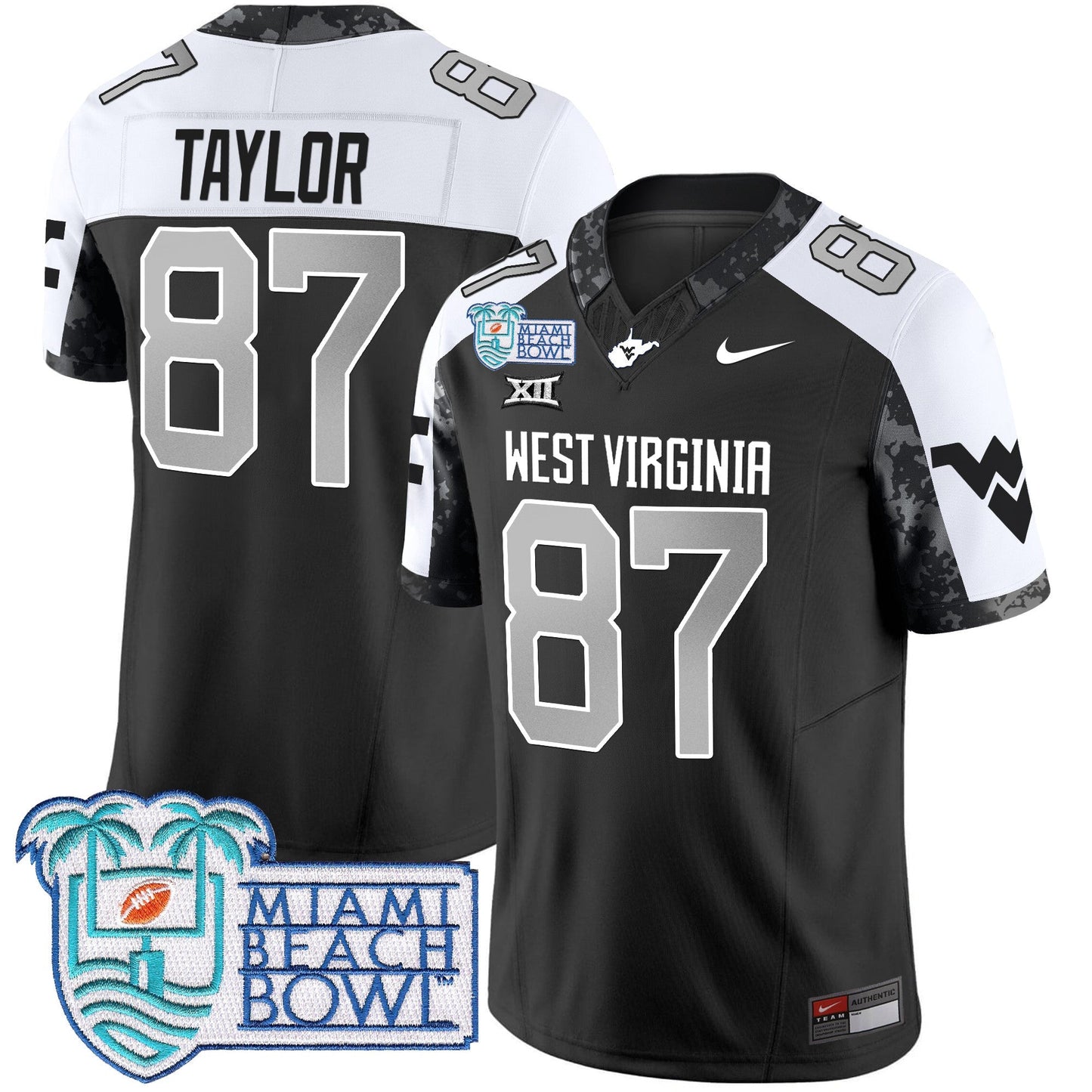 WVU 2025 Miami Beach Bowl Patch Vapor Limited Jersey - All Stitched