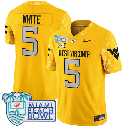 WVU 2025 Miami Beach Bowl Patch Vapor Limited Jersey - All Stitched