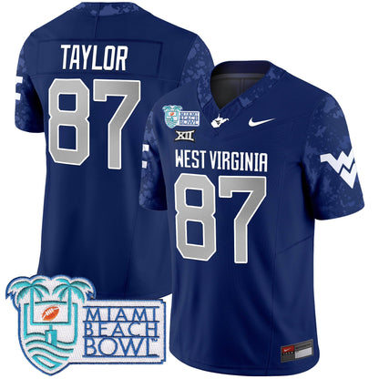 WVU 2025 Miami Beach Bowl Patch Vapor Limited Jersey - All Stitched