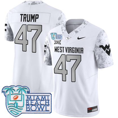 WVU 2025 Miami Beach Bowl Patch Vapor Limited Jersey - All Stitched