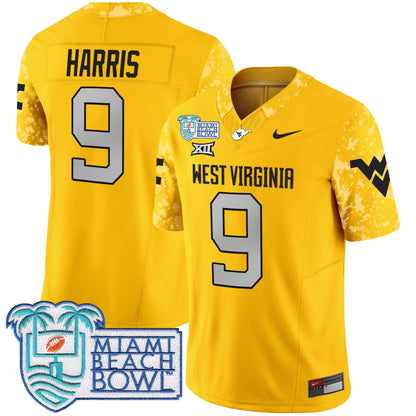 WVU 2025 Miami Beach Bowl Patch Vapor Limited Jersey - All Stitched