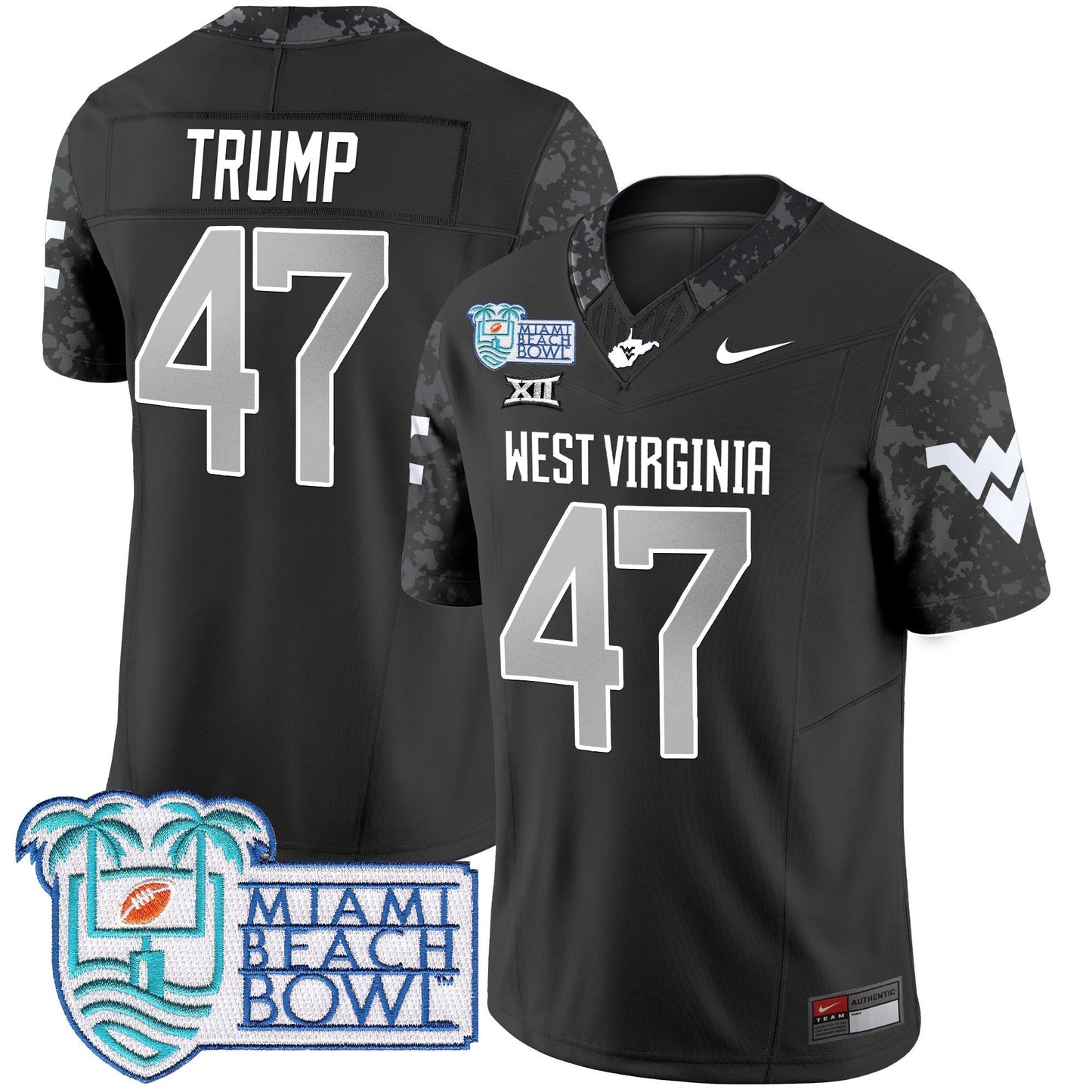 WVU 2025 Miami Beach Bowl Patch Vapor Limited Jersey - All Stitched