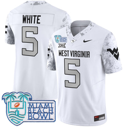 WVU 2025 Miami Beach Bowl Patch Vapor Limited Jersey - All Stitched
