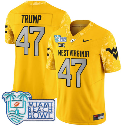 WVU 2025 Miami Beach Bowl Patch Vapor Limited Jersey - All Stitched