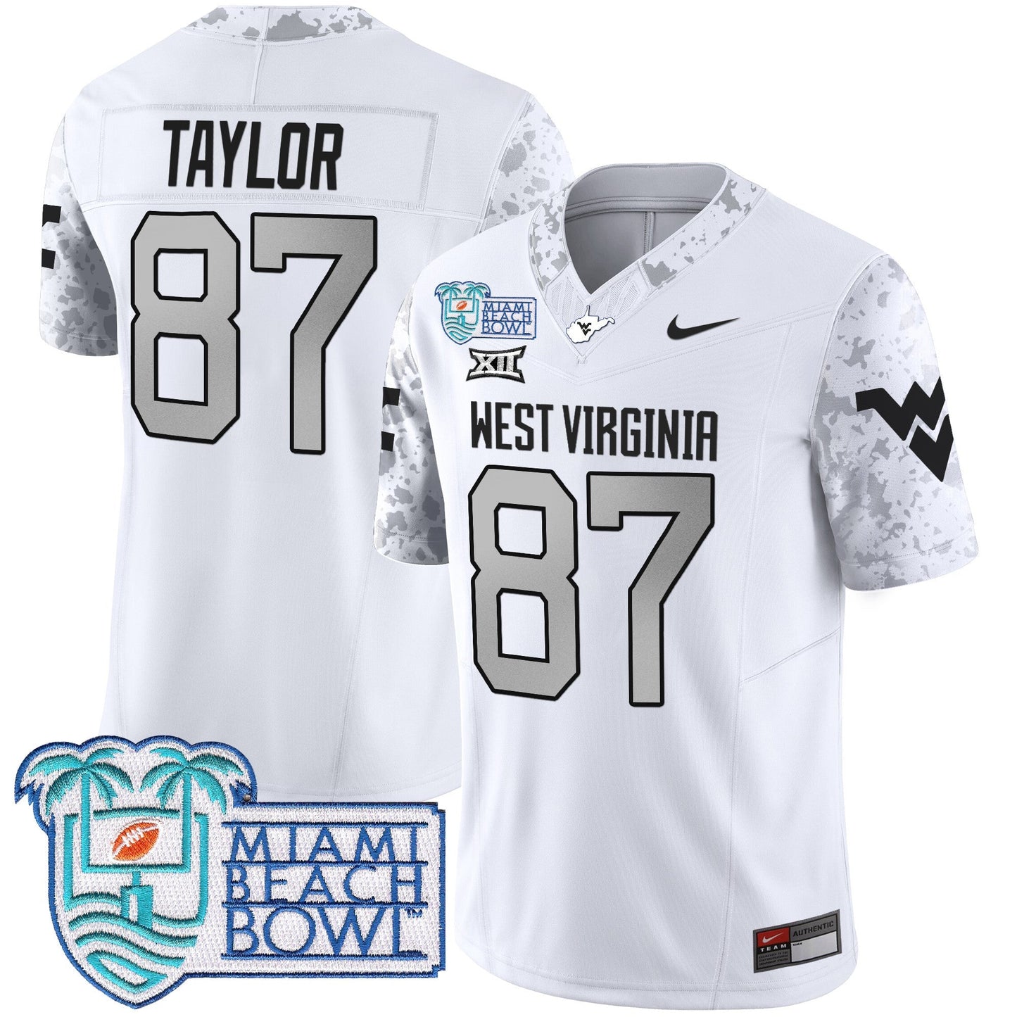 WVU 2025 Miami Beach Bowl Patch Vapor Limited Jersey - All Stitched