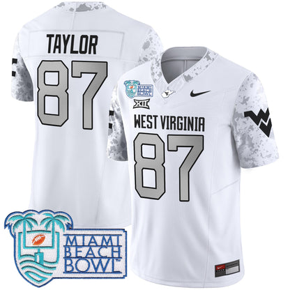 WVU 2025 Miami Beach Bowl Patch Vapor Limited Jersey - All Stitched