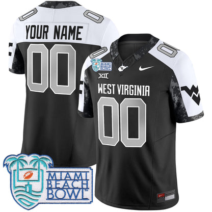 WVU 2025 Miami Beach Bowl Patch Vapor Limited Custom Jersey - All Stitched