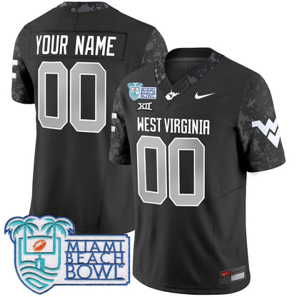 WVU 2025 Miami Beach Bowl Patch Vapor Limited Custom Jersey - All Stitched