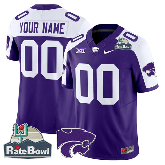 Kansas State Wildcats 2025 Rate Bowl Patch Vapor Limited Custom Jersey - Stitched